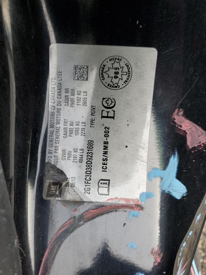 2013 Chevrolet Camaro Lt VIN: 2G1FC3D38D9231689 Lot: 84099914