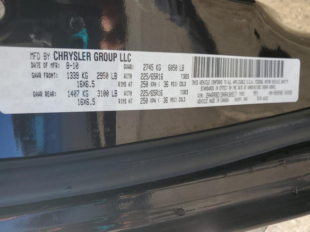 2010 Chrysler Town & Country Touring Plus VIN: 2A4RR8D19AR430917 Lot: 83017464