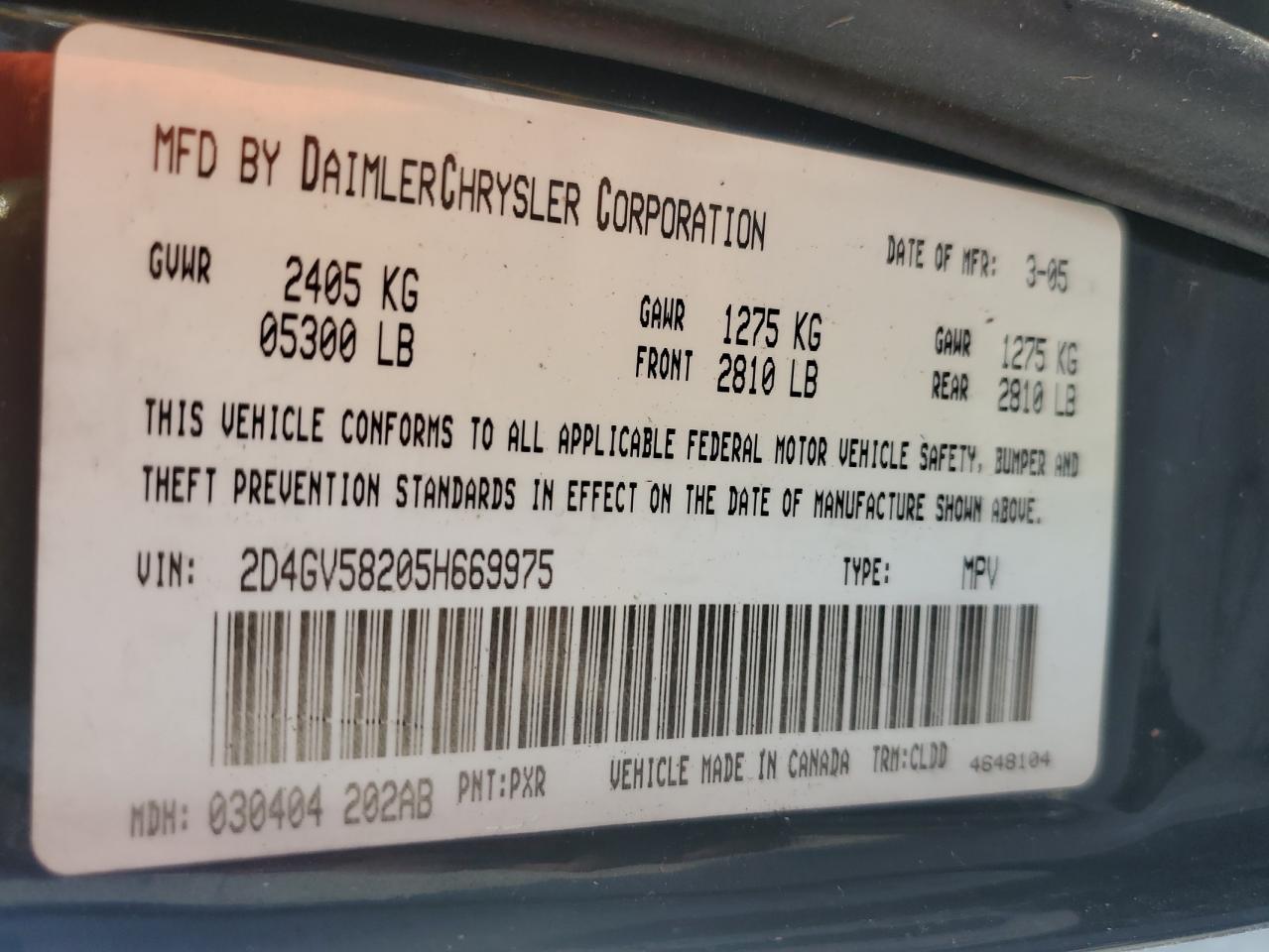 2005 Dodge Magnum R/T VIN: 2D4GV58205H669975 Lot: 85761094