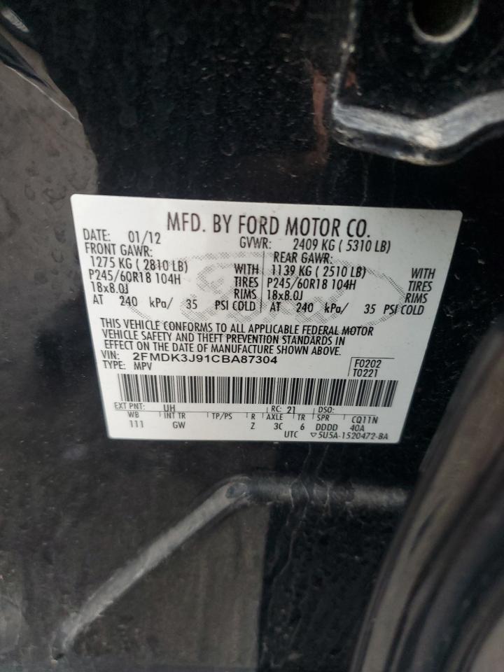 2012 Ford Edge Sel VIN: 2FMDK3J91CBA87304 Lot: 85335864