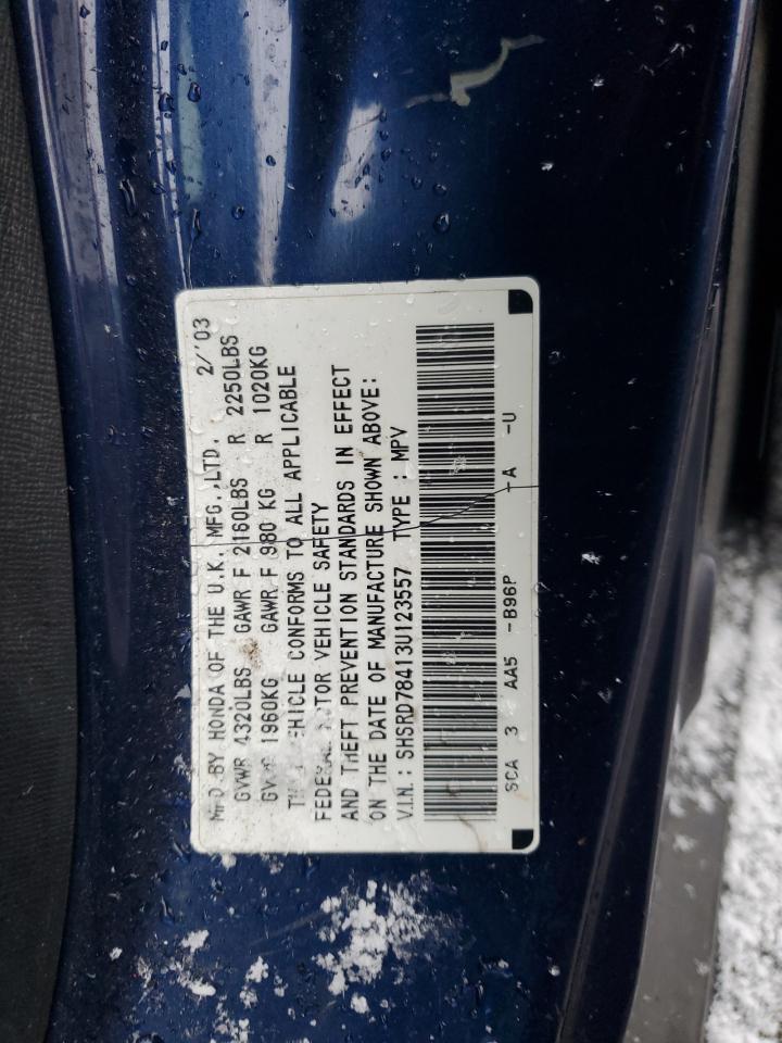 2003 Honda Cr-V Lx VIN: SHSRD78413U123557 Lot: 86171064