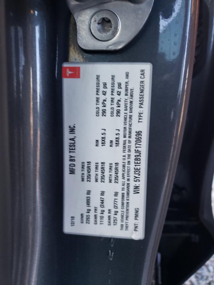 VIN 5YJ3E1EB9JF170696 2018 TESLA MODEL 3 no.13