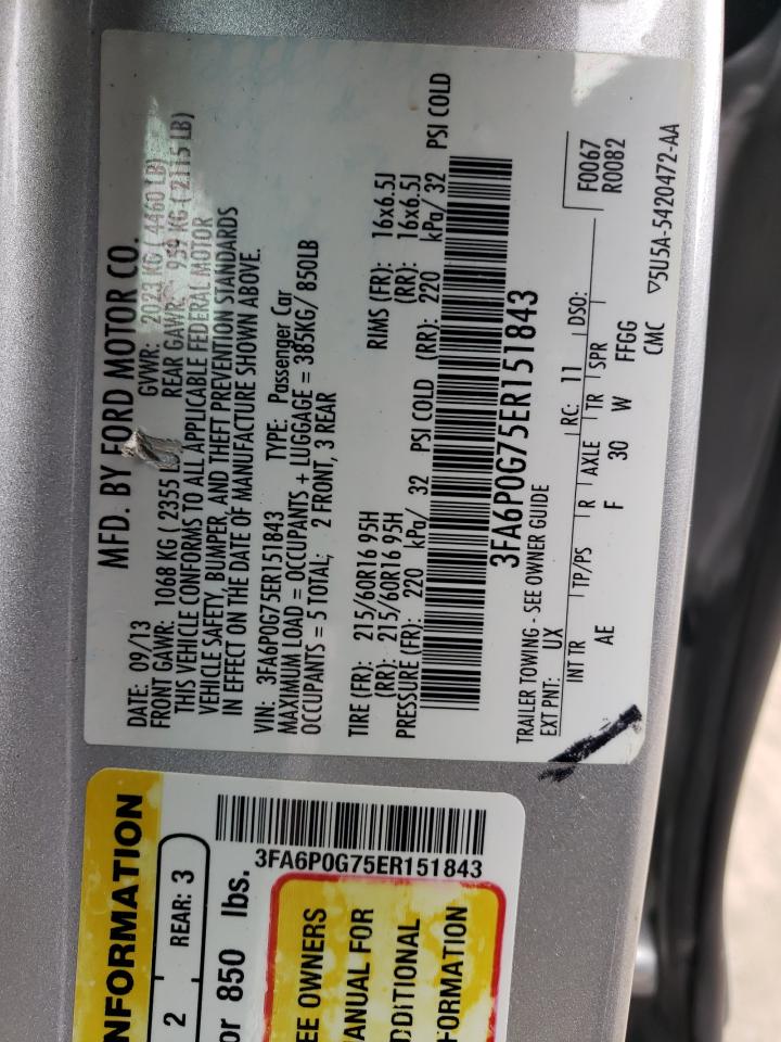 VIN 3FA6P0G75ER151843 2014 FORD FUSION no.12