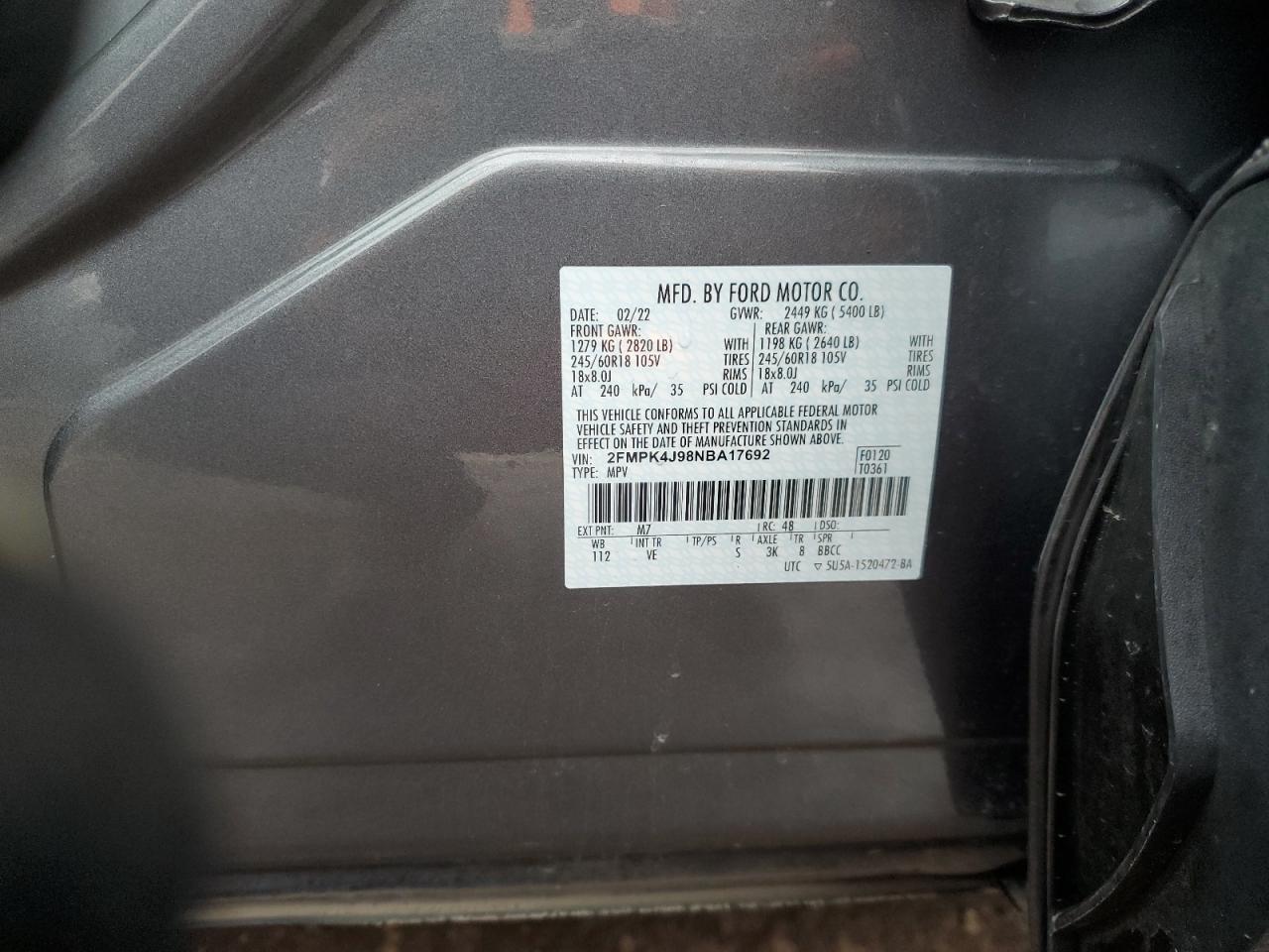2FMPK4J98NBA17692 2022 FORD EDGE - Image 15