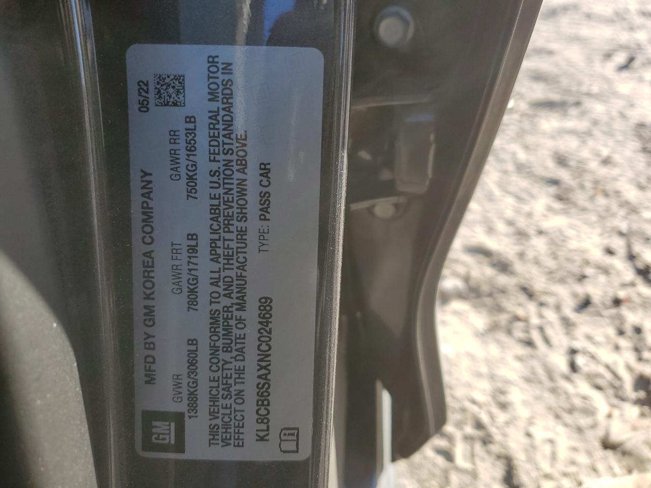 2022 Chevrolet Spark Ls VIN: KL8CB6SAXNC024689 Lot: 83075444