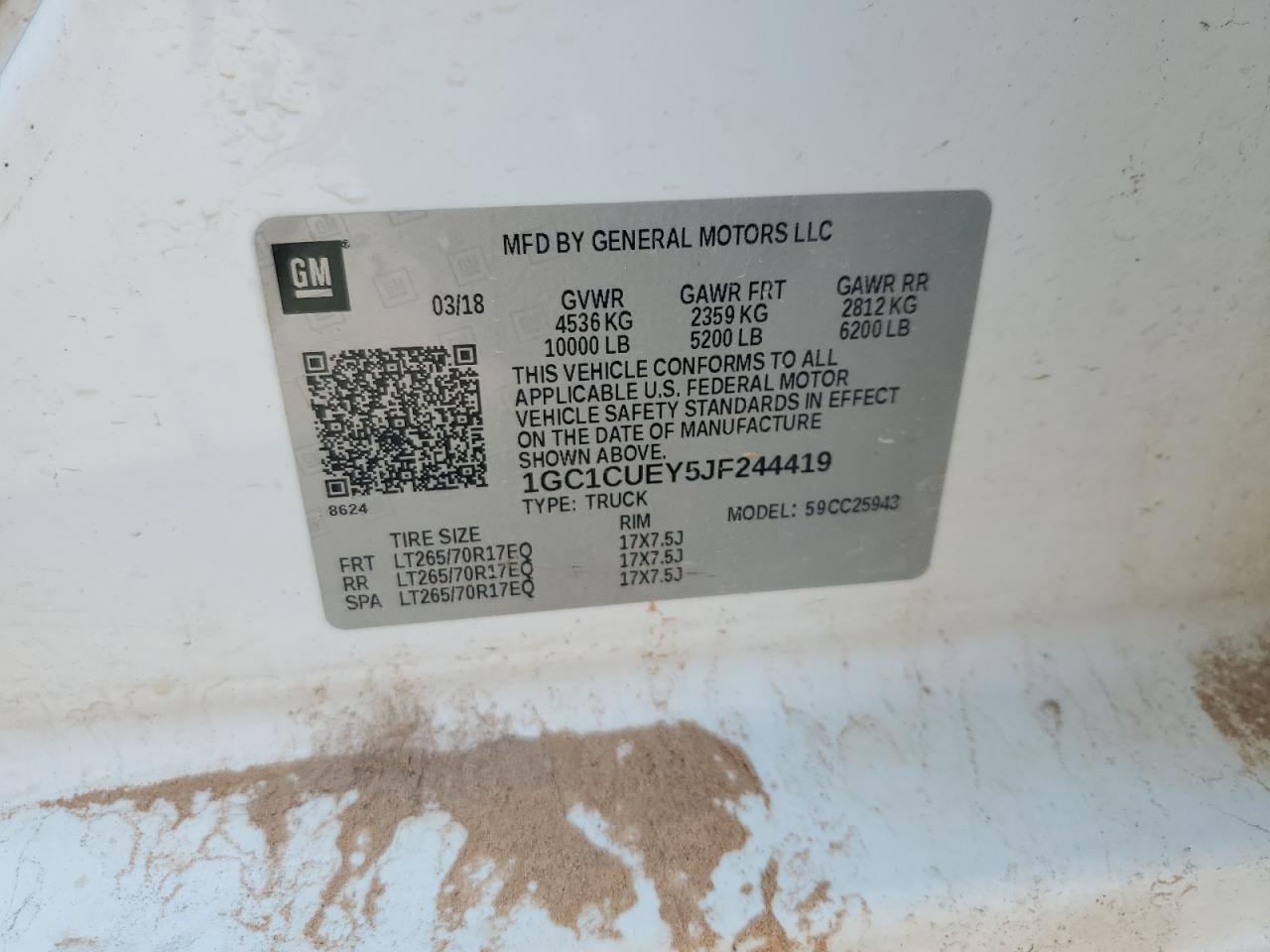 VIN 1GC1CUEY5JF244419 2018 CHEVROLET ALL Models no.12