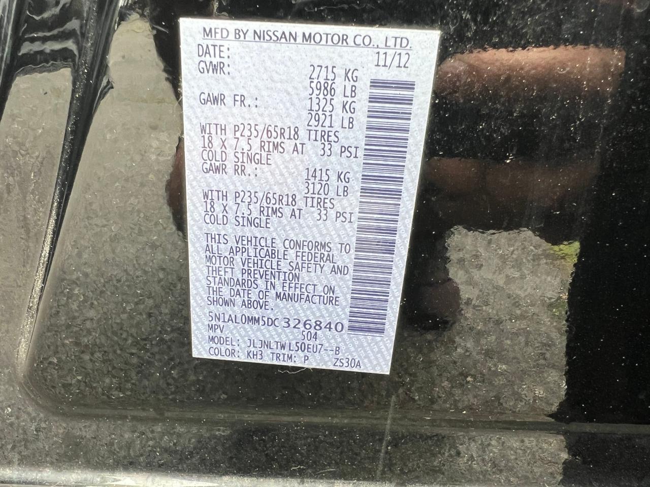 2013 Infiniti Jx35 VIN: 5N1AL0MM5DC326840 Lot: 84111674