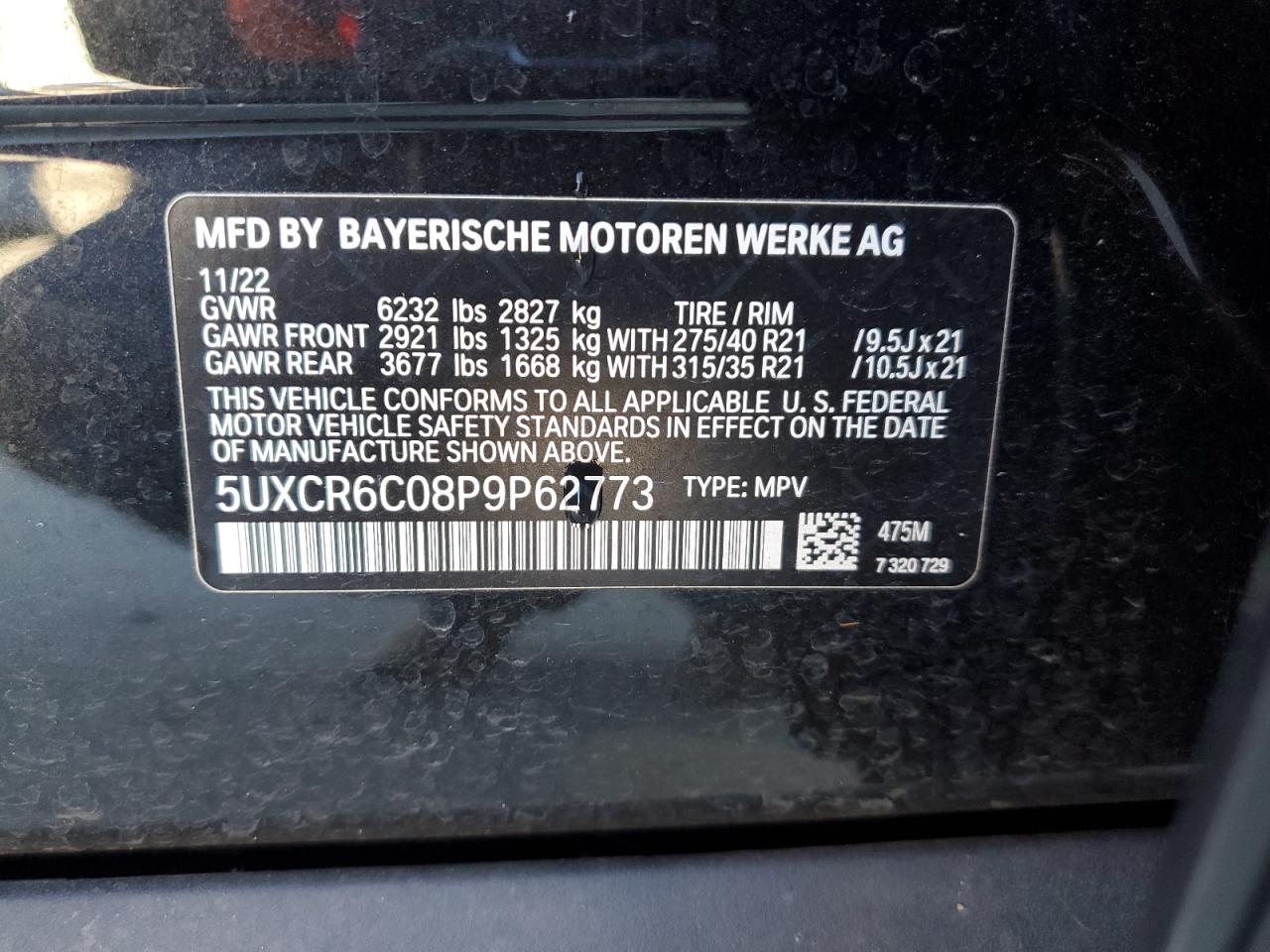 VIN 5UXCR6C08P9P62773 2023 BMW X5 no.13