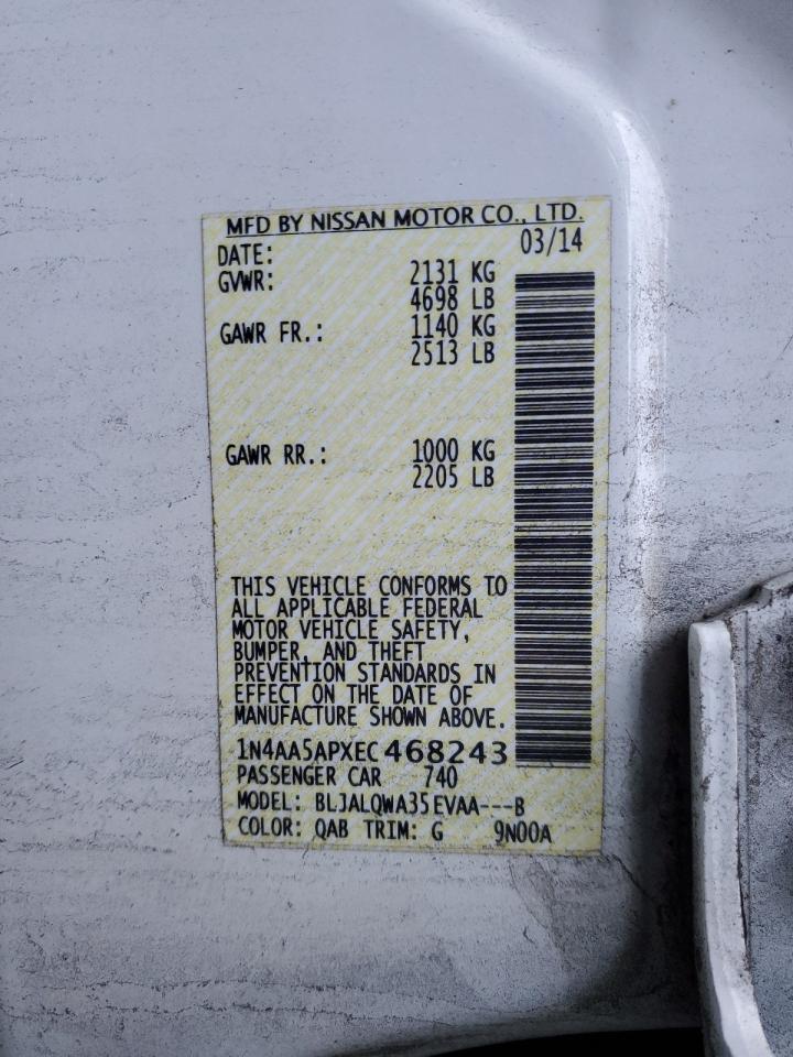 2014 Nissan Maxima S VIN: 1N4AA5APXEC468243 Lot: 86182914