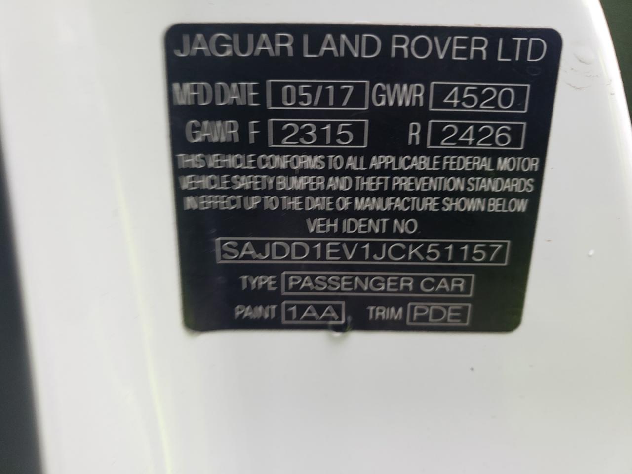 VIN SAJDD1EV1JCK51157 2018 JAGUAR F-TYPE no.12