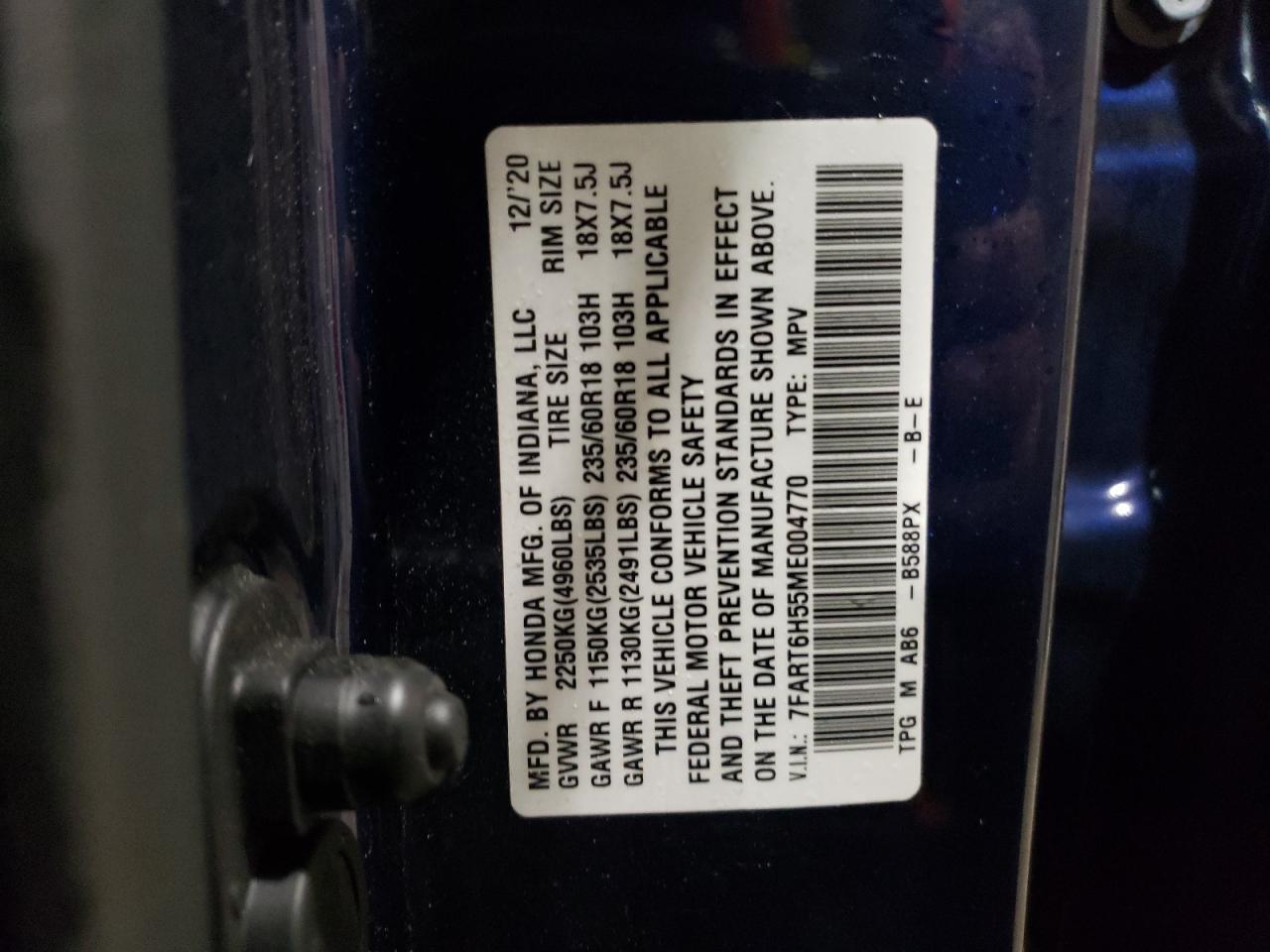 VIN 7FART6H55ME004770 2021 HONDA CRV no.13