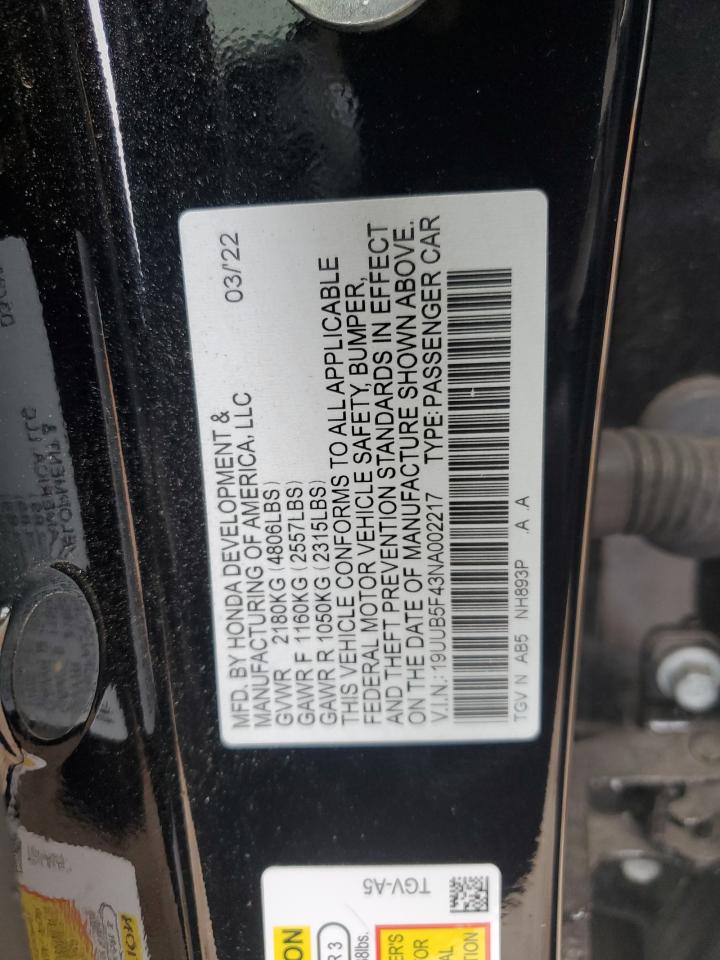 VIN 19UUB5F43NA002217 2022 ACURA TLX no.12