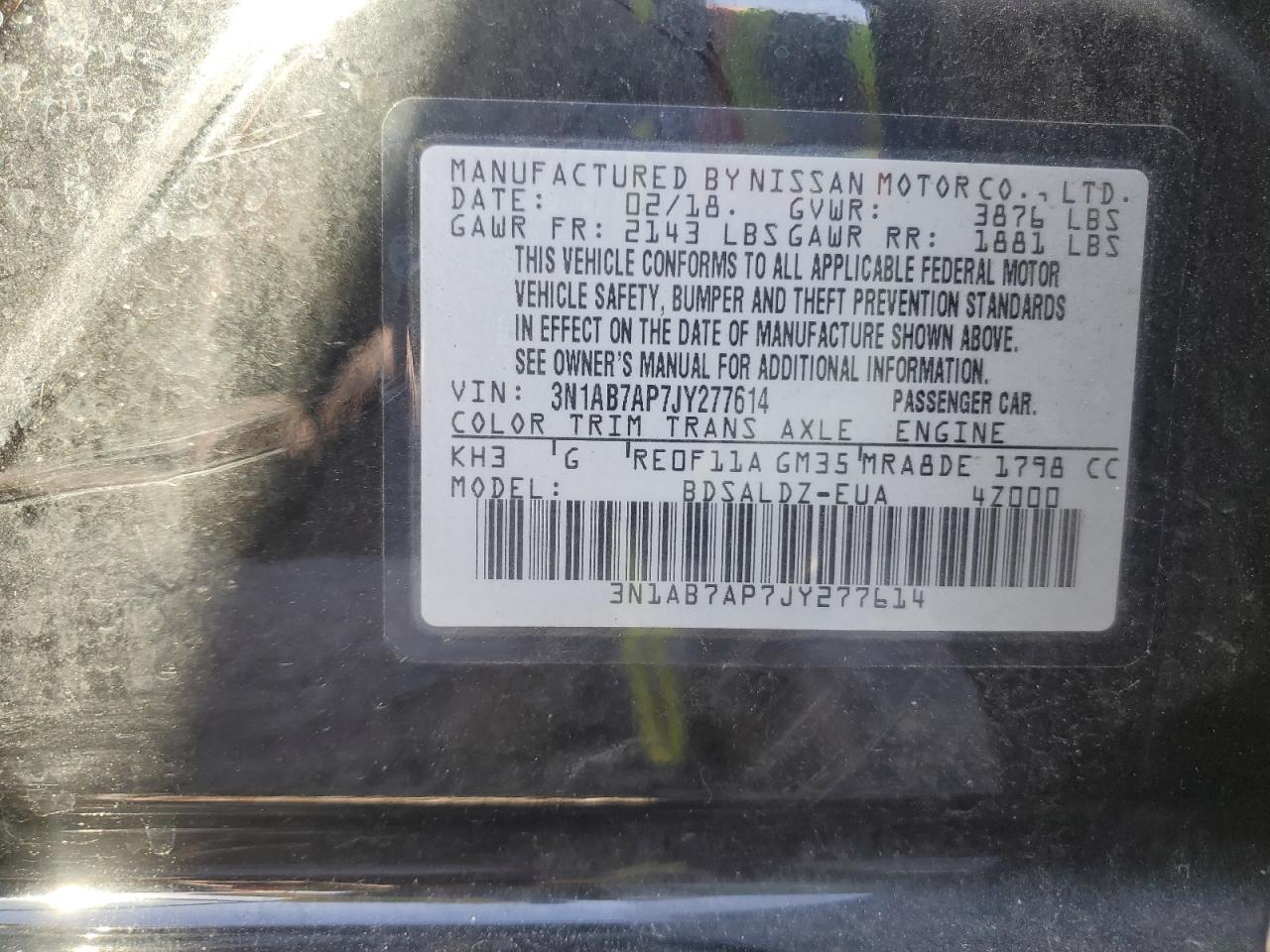 VIN 3N1AB7AP7JY277614 2018 NISSAN SENTRA no.13