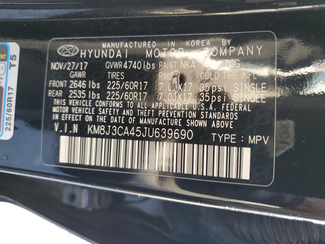 VIN KM8J3CA45JU639690 2018 HYUNDAI TUCSON no.13