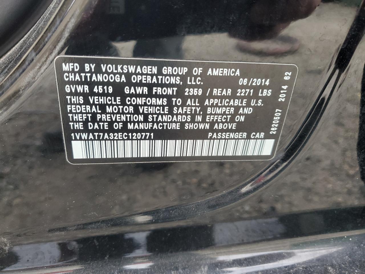 2014 Volkswagen Passat S VIN: 1VWAT7A32EC120771 Lot: 83102074