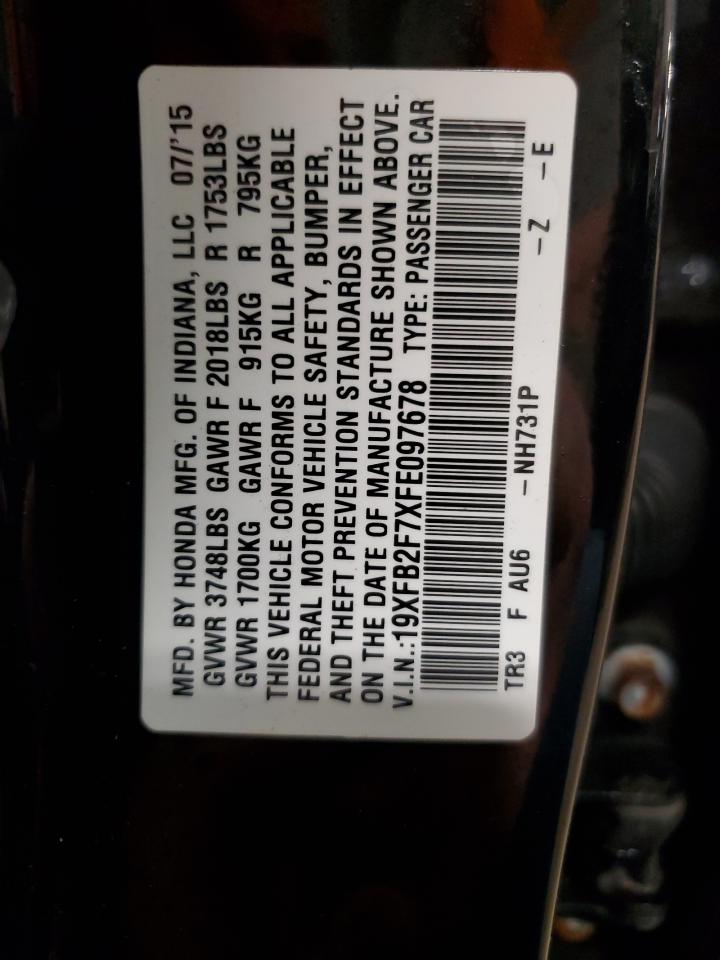 VIN 19XFB2F7XFE097678 2015 HONDA CIVIC no.12