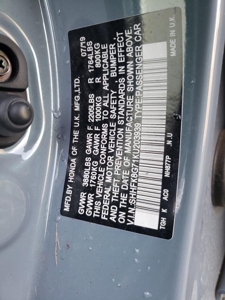 VIN SHHFK8G71KU203939 2019 HONDA CIVIC no.13