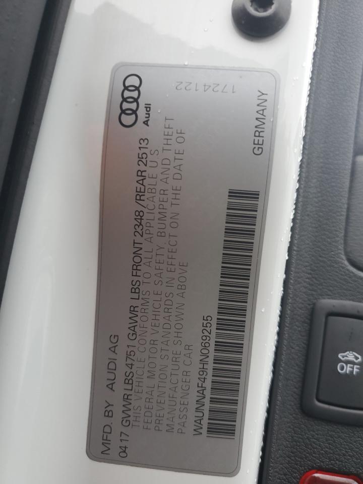 2017 Audi A4 Premium VIN: WAUNNAF49HN069255 Lot: 83884794