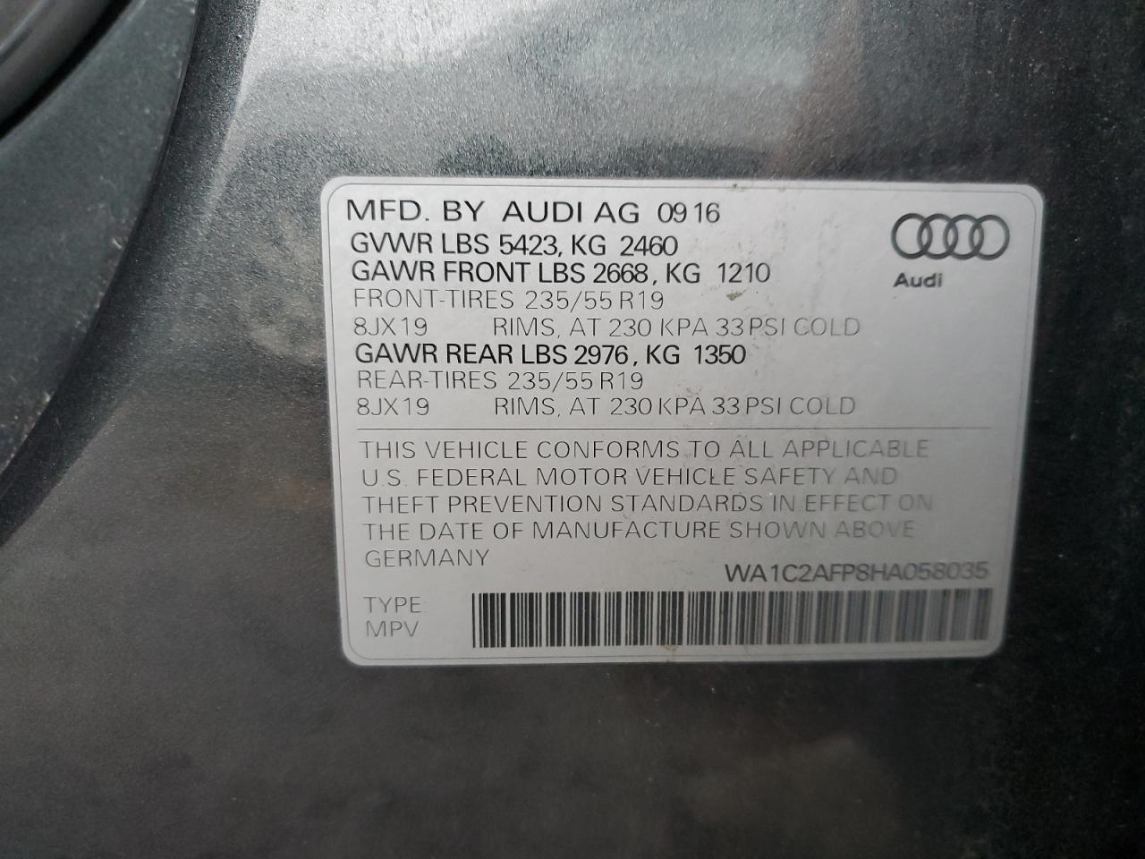 VIN WA1C2AFP8HA058035 2017 AUDI Q5 no.13