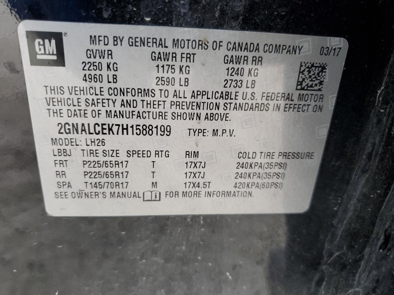 2GNALCEK7H1588199 2017 CHEVROLET EQUINOX - Image 16