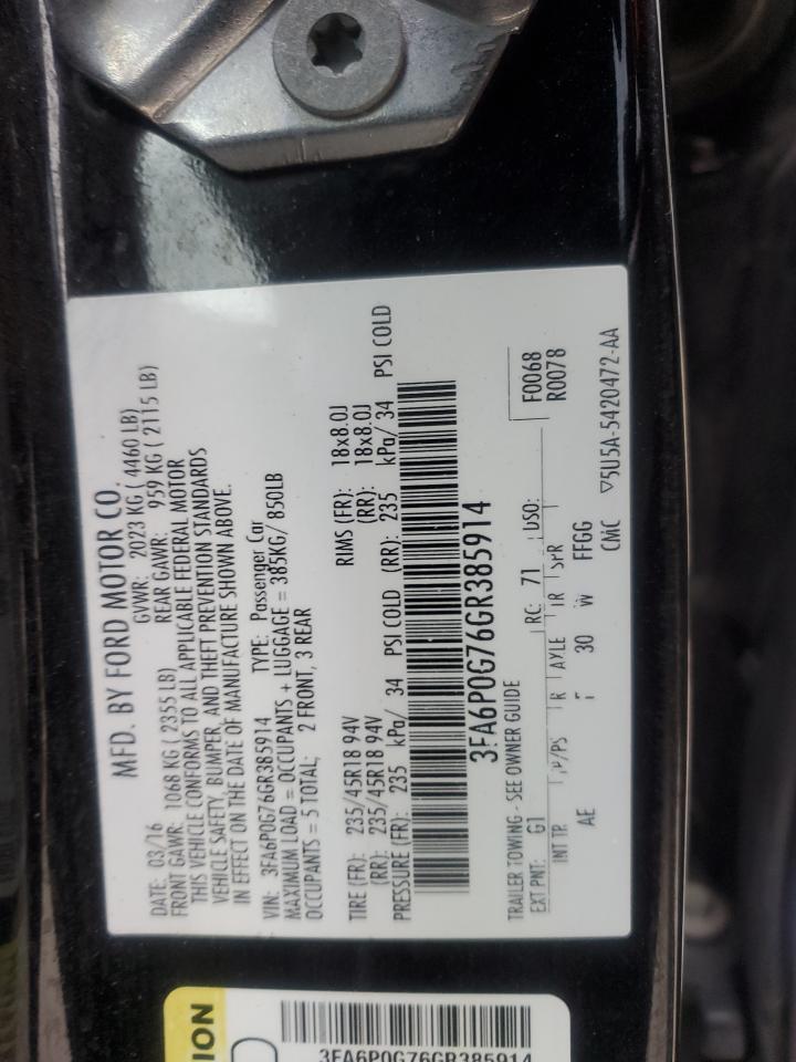 VIN 3FA6P0G76GR385914 2016 FORD FUSION no.12