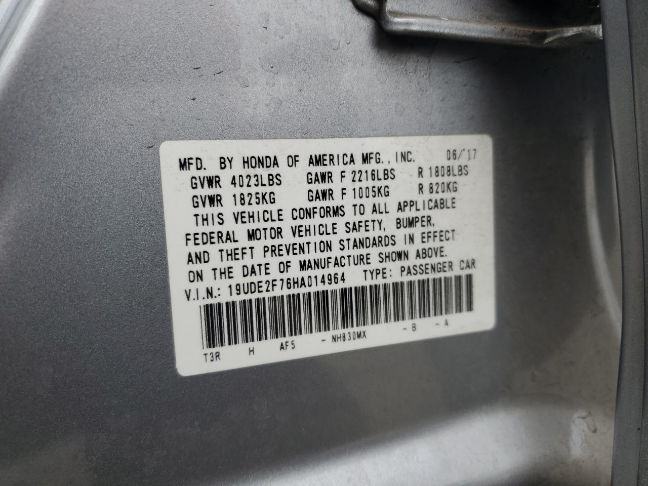 VIN 19UDE2F76HA014964 2017 ACURA ILX no.12