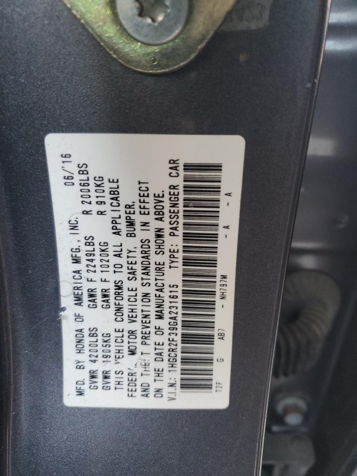 VIN 1HGCR2F39GA231615 2016 HONDA ACCORD no.12