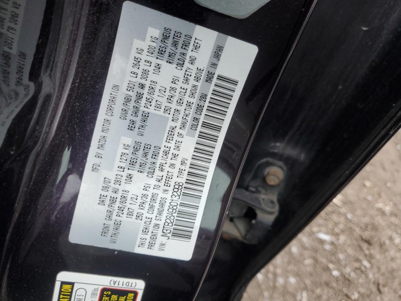 2008 Mazda Cx-9 VIN: JM3TB28A980132998 Lot: 85040104