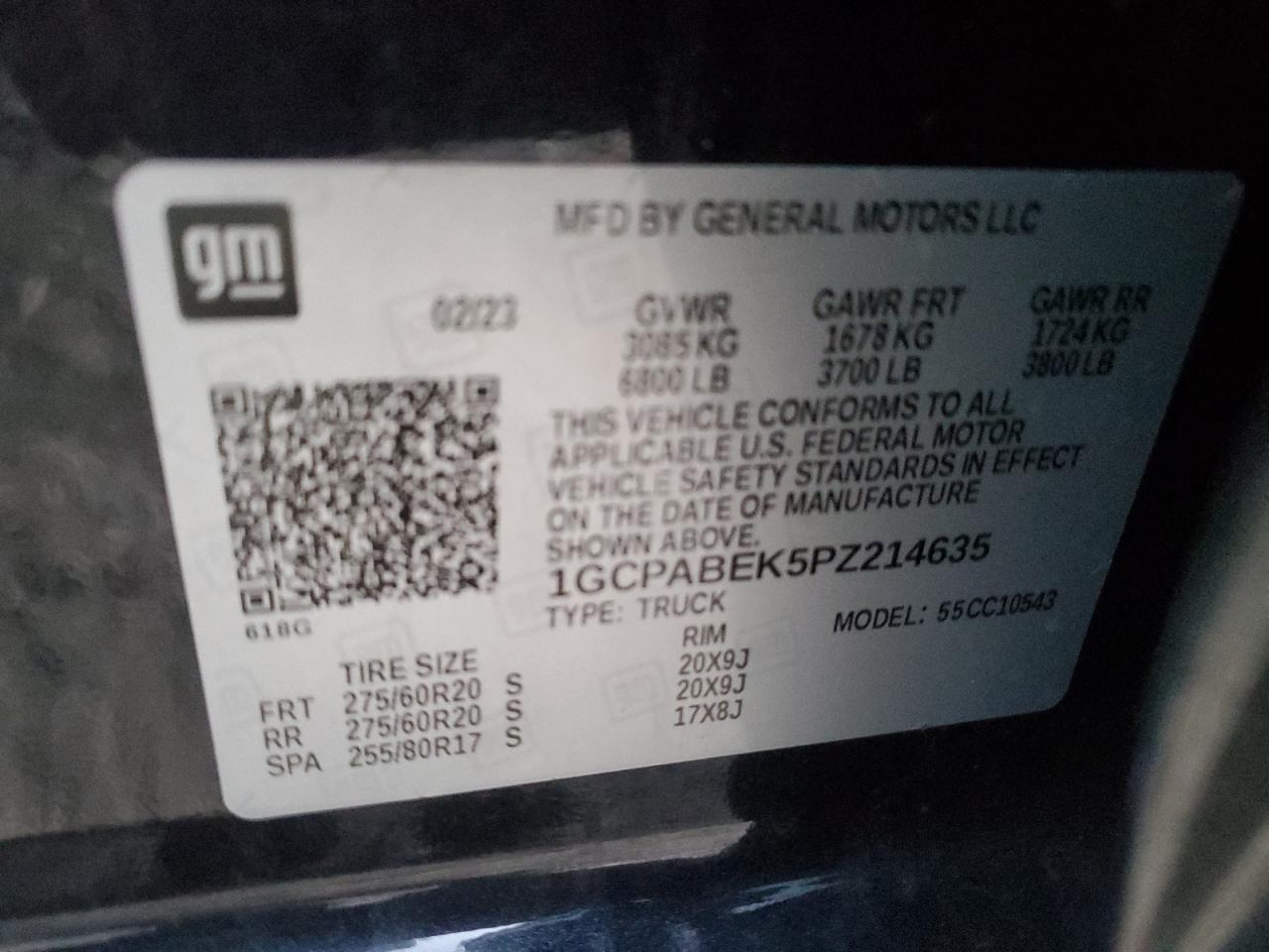 VIN: 1GCPABEK5PZ214635 2023 CHEVROLET ALL Models