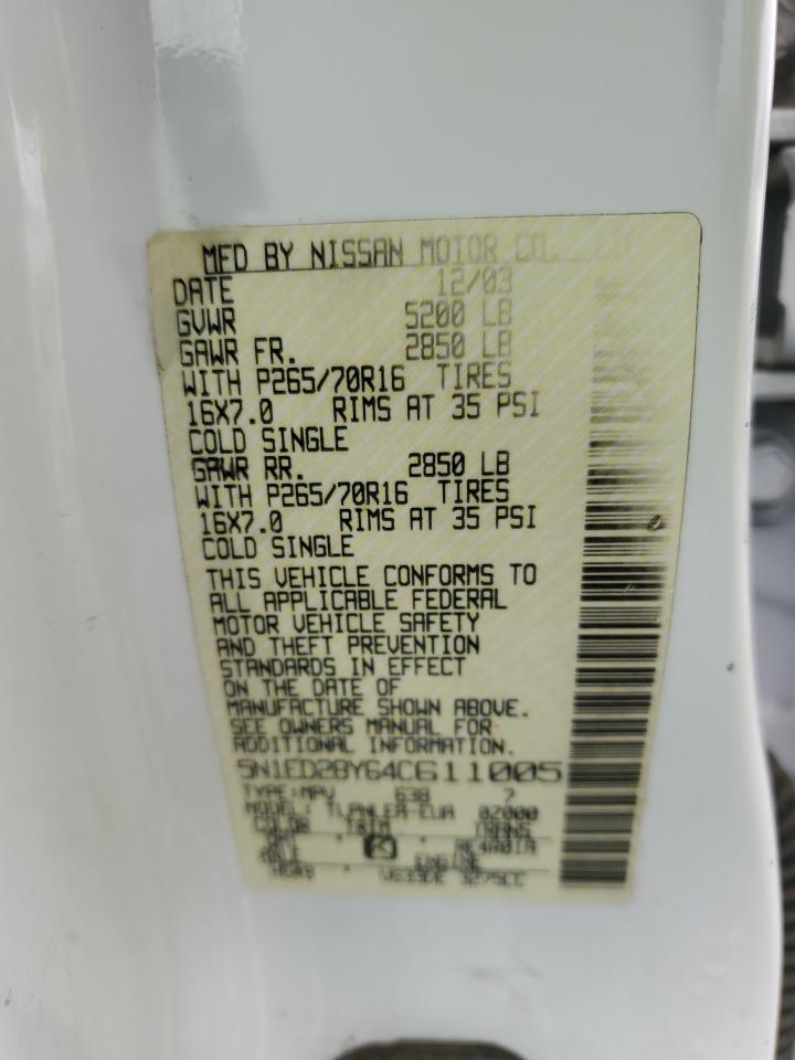 2004 Nissan Xterra Xe VIN: 5N1ED28Y64C611005 Lot: 71055805