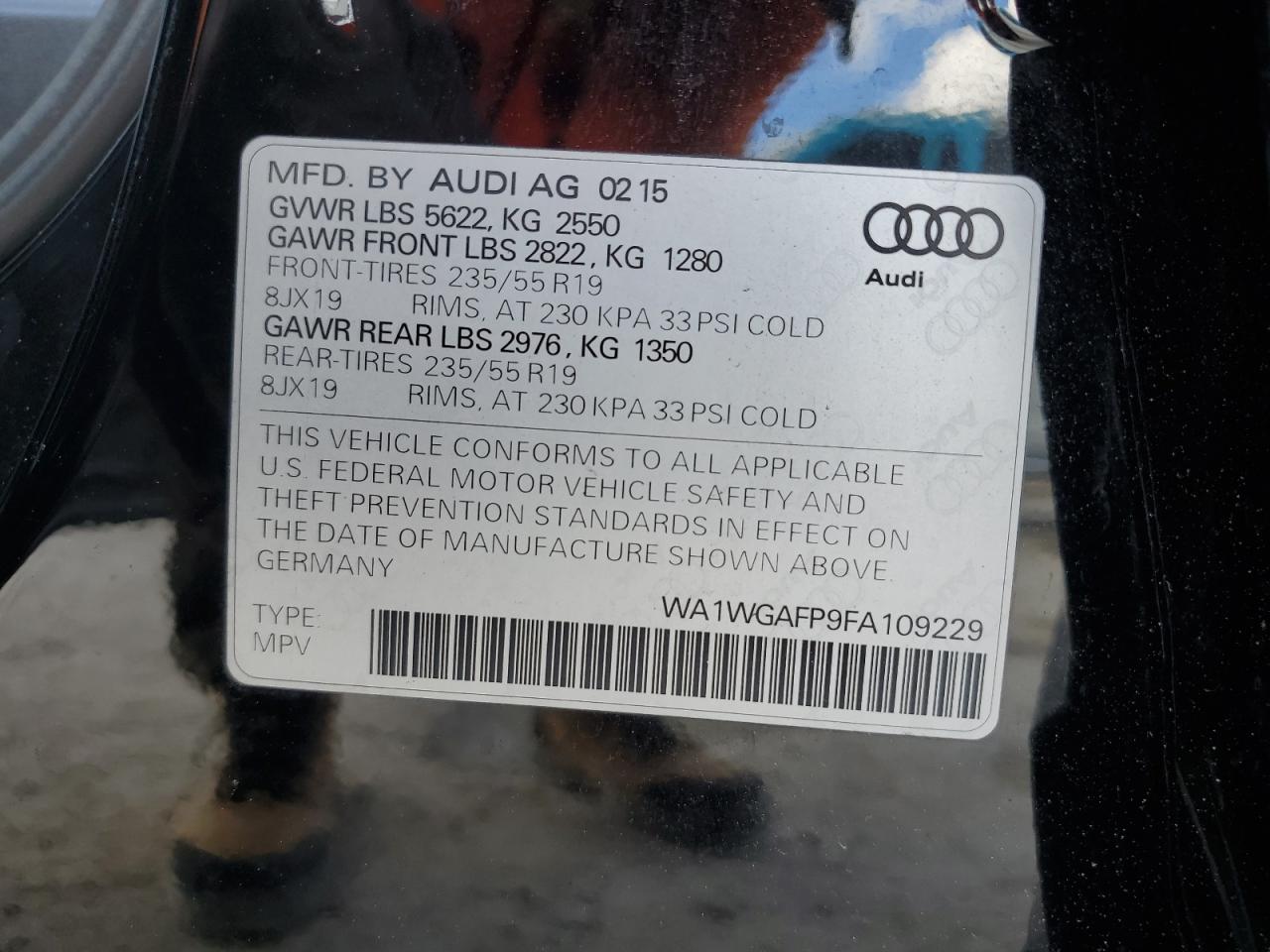 VIN WA1WGAFP9FA109229 2015 AUDI Q5 no.13