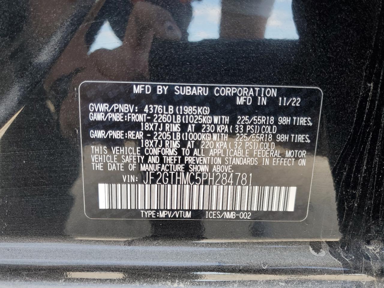 2023 Subaru Crosstrek Limited VIN: JF2GTHMC5PH284781 Lot: 85773474