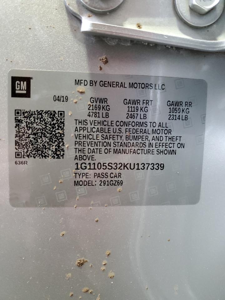 2019 Chevrolet Impala Premier VIN: 1G1105S32KU137339 Lot: 84541504