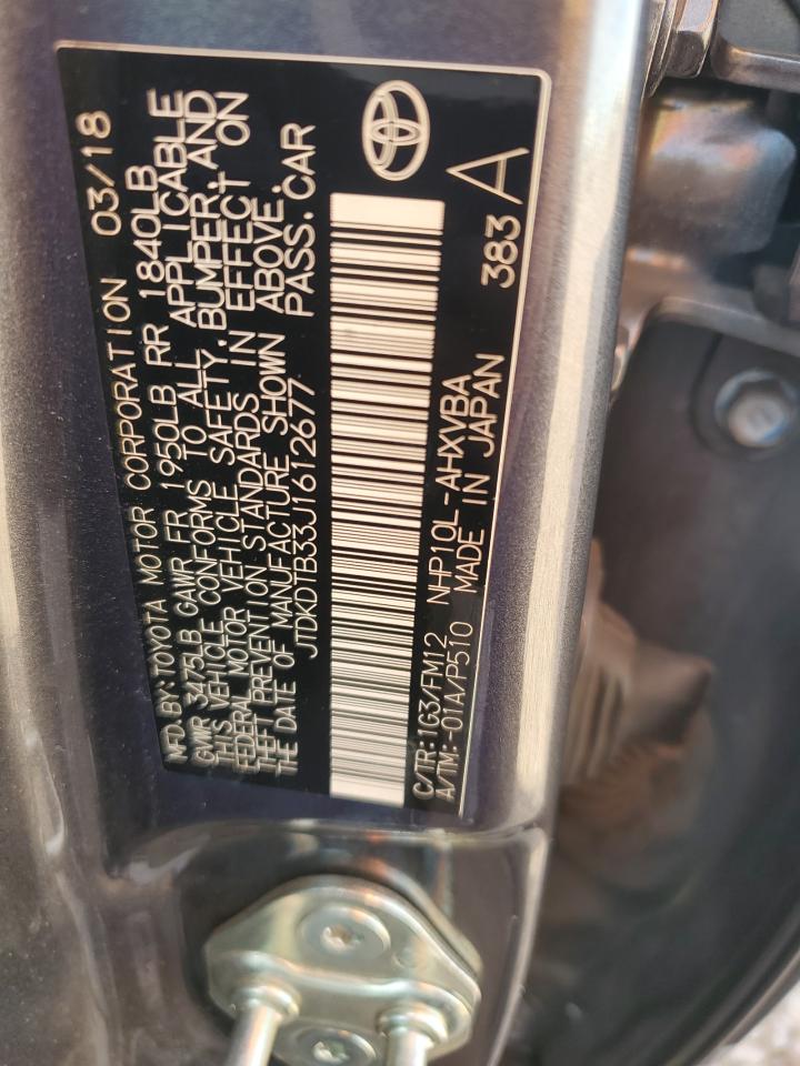 VIN JTDKDTB33J1612677 2018 TOYOTA PRIUS no.12