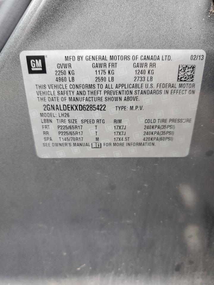 2013 Chevrolet Equinox Lt VIN: 2GNALDEKXD6285422 Lot: 86176374