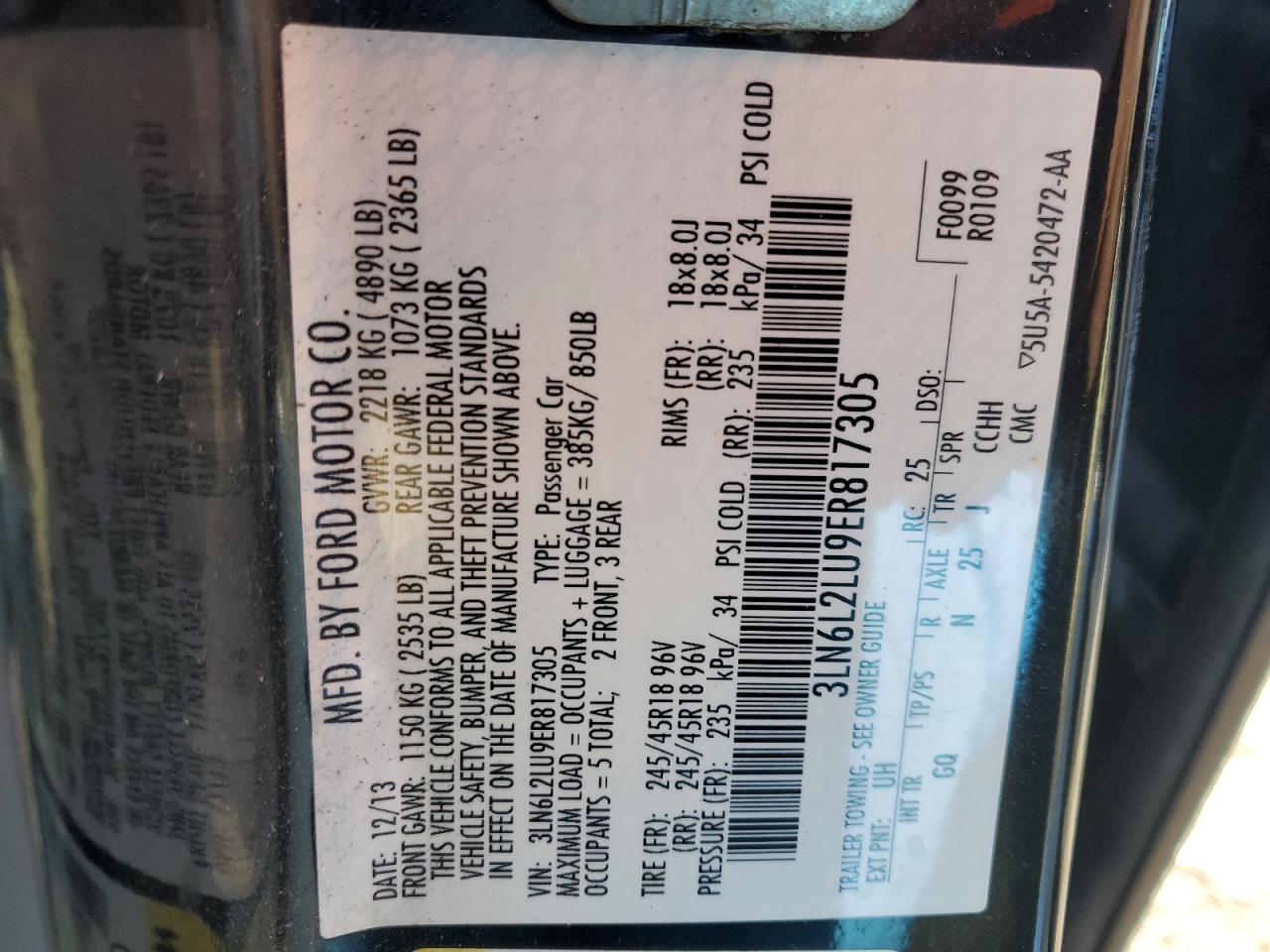 2014 Lincoln Mkz Hybrid VIN: 3LN6L2LU9ER817305 Lot: 82888034