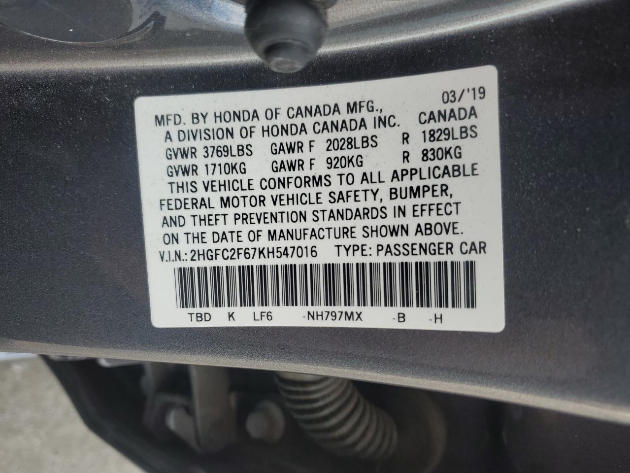 2HGFC2F67KH547016 2019 HONDA CIVIC - Image 14