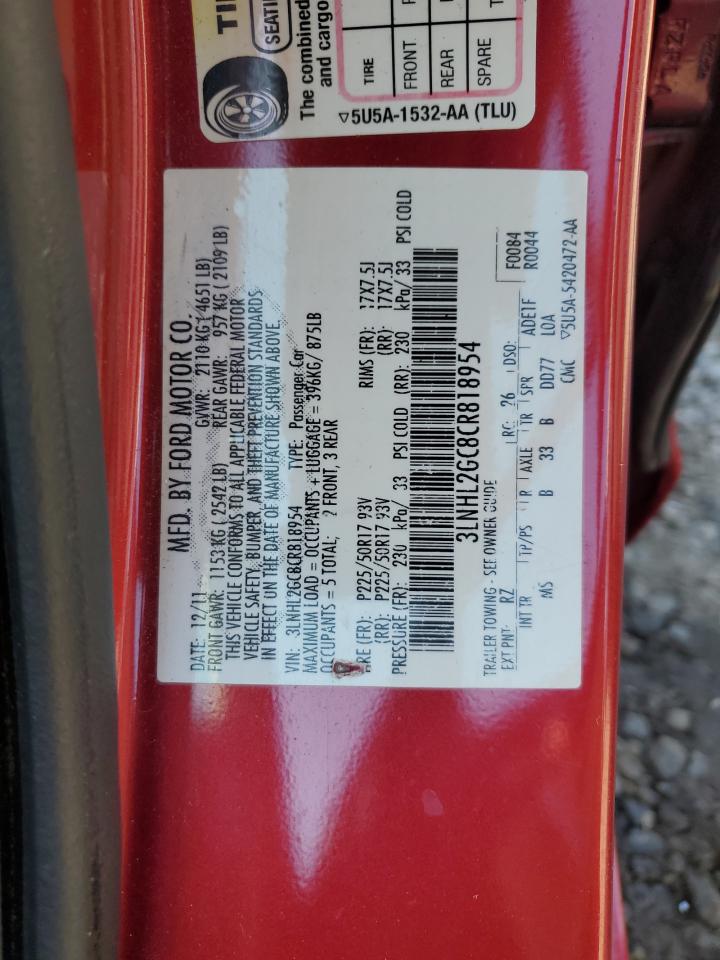 2012 Lincoln Mkz VIN: 3LNHL2GC8CR818954 Lot: 83024374