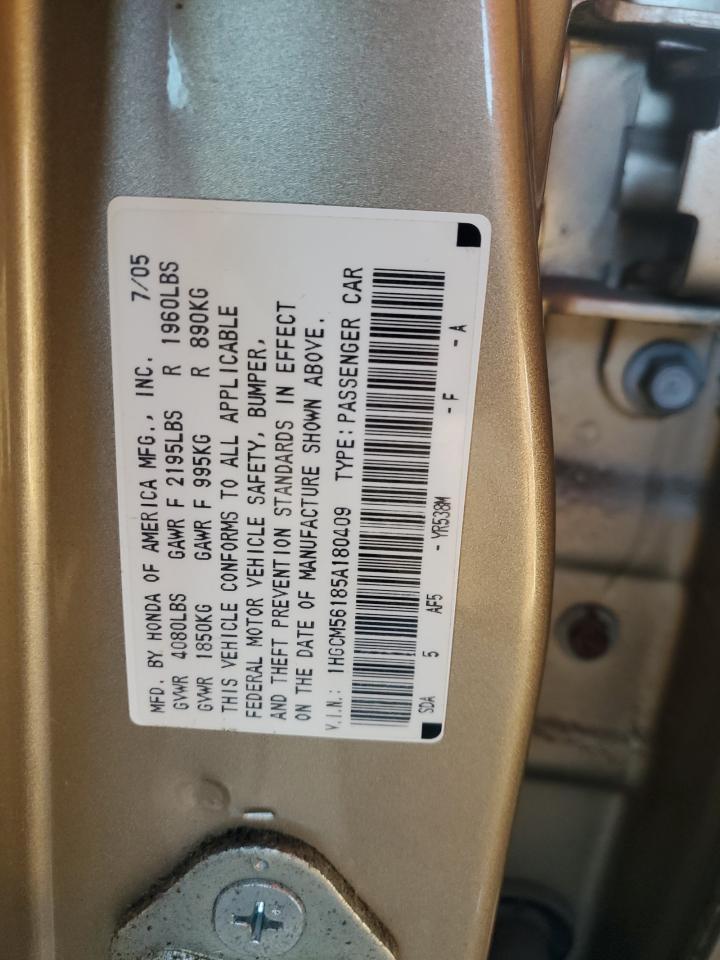 2005 Honda Accord Dx VIN: 1HGCM56185A180409 Lot: 83900374