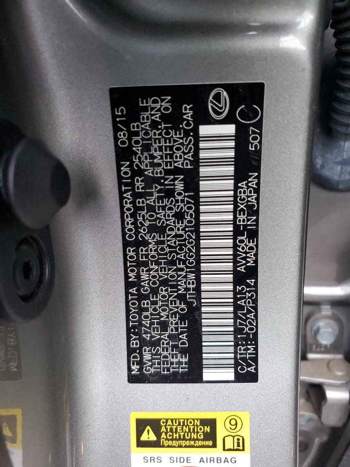 2016 Lexus Es 300H VIN: JTHBW1GG2G2105071 Lot: 85292414