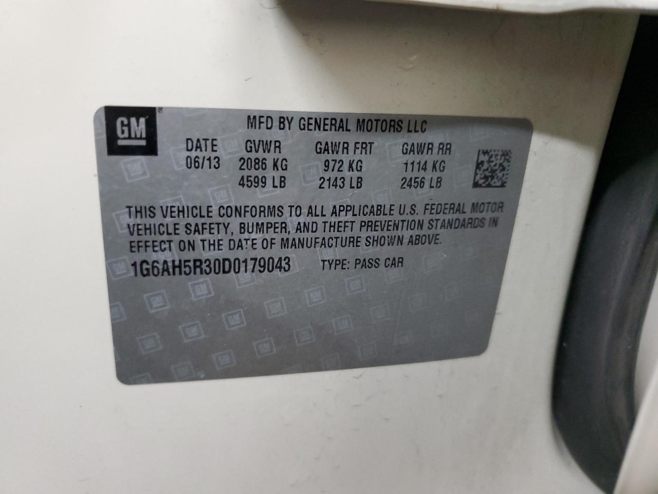 2013 Cadillac Ats Luxury VIN: 1G6AH5R30D0179043 Lot: 84555724