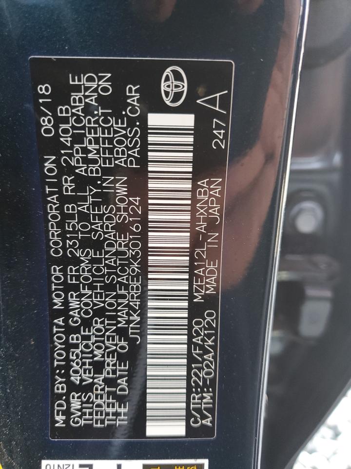 VIN JTNK4RBE9K3016124 2019 TOYOTA COROLLA no.12