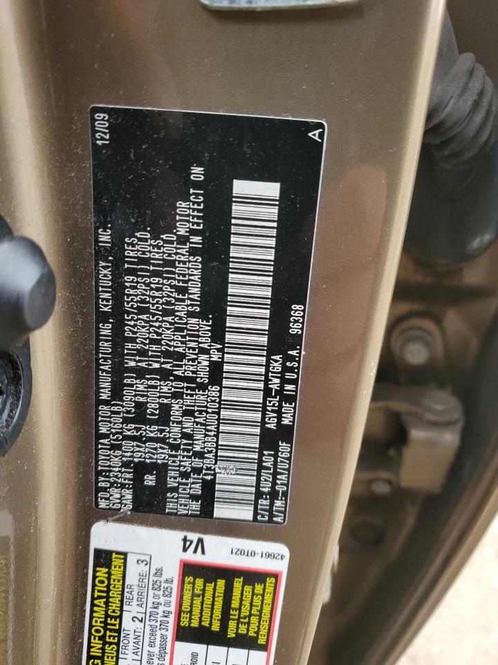 2010 Toyota Venza VIN: 4T3BA3BB4AU010386 Lot: 85825504