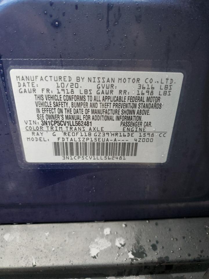 2020 Nissan Kicks Sv VIN: 3N1CP5CV1LL562481 Lot: 84938134