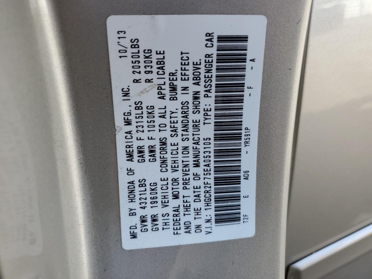 VIN 1HGCR2F75EA053105 2014 HONDA ACCORD no.12