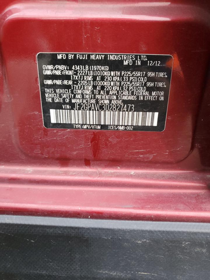 2013 Subaru Xv Crosstrek 2.0 Premium VIN: JF2GPAVC3D2827473 Lot: 86706674