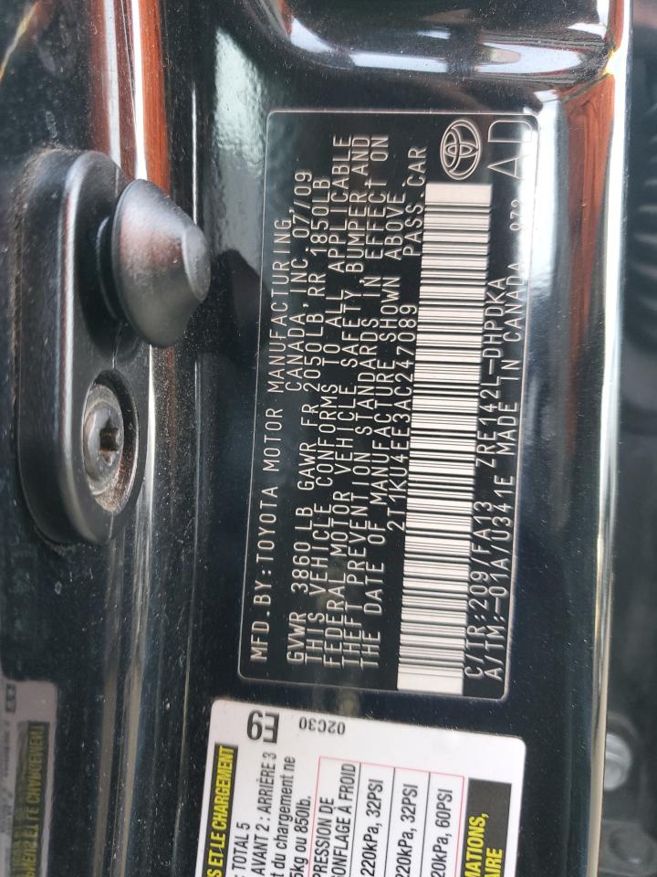 2010 Toyota Corolla Matrix VIN: 2T1KU4EE3AC247089 Lot: 84296914