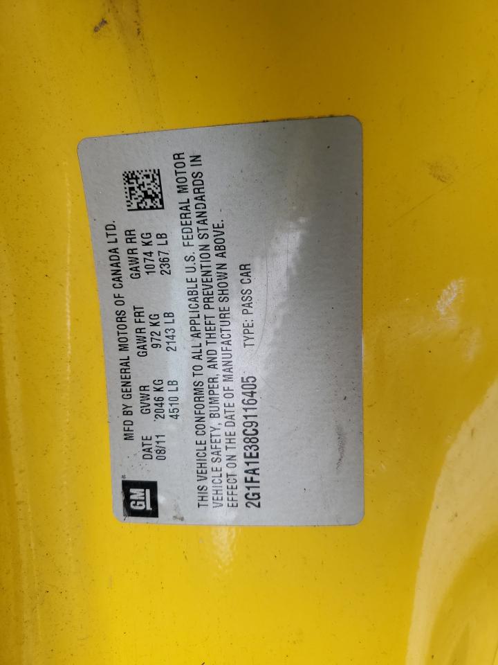 2012 Chevrolet Camaro Ls VIN: 2G1FA1E38C9116405 Lot: 85291384