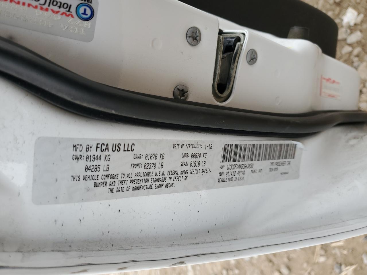 2016 Dodge Dart Se VIN: 1C3CDFAAXGD643832 Lot: 86638524