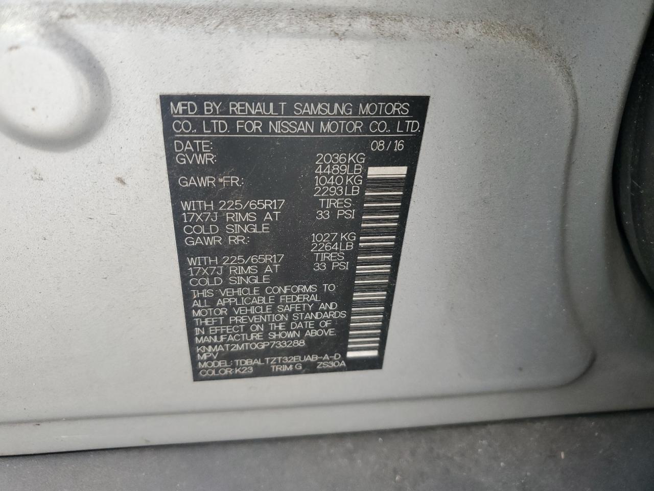 KNMAT2MT0GP733288 2016 NISSAN ROGUE - Image 15